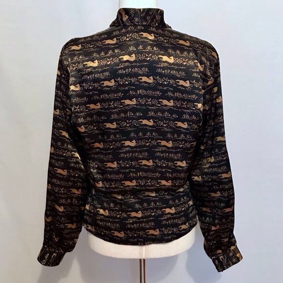 Evan Picone Vintage Wrap Long Sleeves Blouse Women 8 - Picture 7 of 13